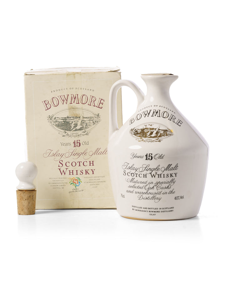 Bowmore 1988 15 Year Old White Ceramic Jug 75cl With Original Box