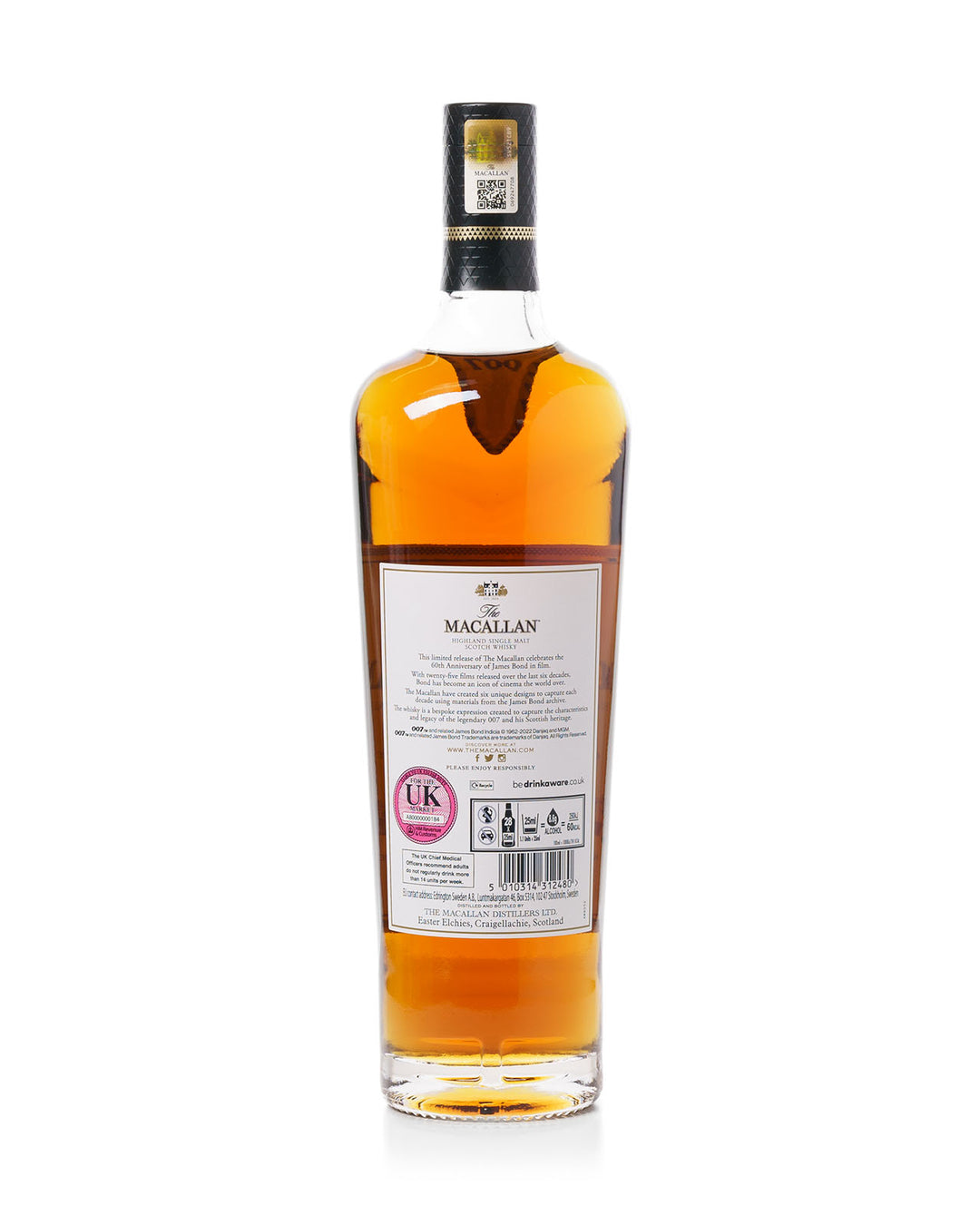 Macallan James Bond 60th Anniversary Release Decade III Bottled 2022 With Original Tube